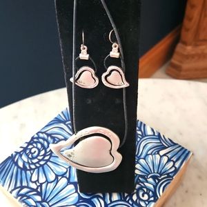 Vintage Double Heart earrings and necklace